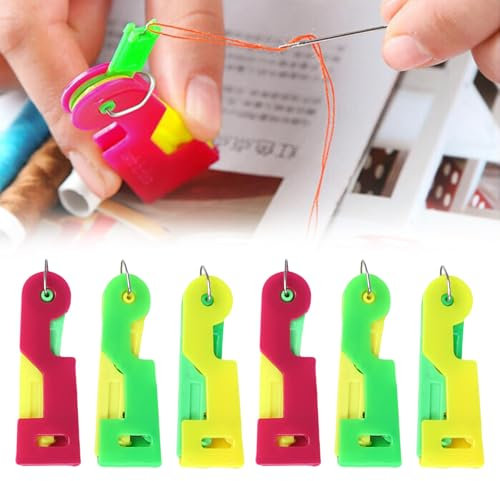 FloralGrace Verbesserter Automatischer Nadeleinfädler, Set Mit 6 Stück In Rot, Gelb, Grün, Praktische Einfädelhilfe Für Nähnadeln Und Nähmaschinen