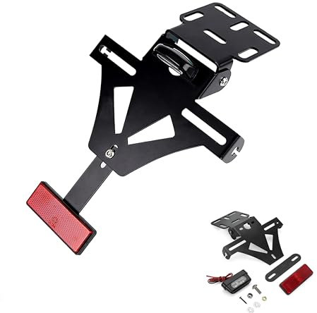Letgoing Support de Plaque d'immatriculation Moto Universel avec éclairage LED et Clignotant Angle Ajustable Aluminium Convient pour CB650R/CBR650R YZF R1/R3/R6/R25 MT-07 (Normal)