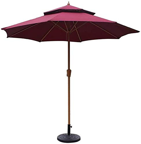 LSLYTQ Outdoor Garden Parasols Parasols 9Ft / 270Cm Double Top Garden Patio Umbrella Sun Shade Waterproof Protection For Terrace, Balcony, Pool, Beach��With Parasol Base good