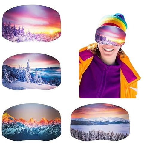 Jiahuade 4 Piezas Funda Protectora para Gafas de Esquí, Protección para Gafas de Esquí, Fundas para gafas de esquí, protección Contra Arañazos, Regalos para los Amantes del Esquí,Unisex,Talla única