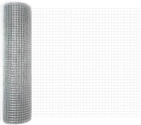 QJBSAVVA Clôture métallique soudée, 0,4 x 25 m, en acier argenté, design moderne, robuste, pour jardin, terrasse, chien, clôture à double fil, montage facile