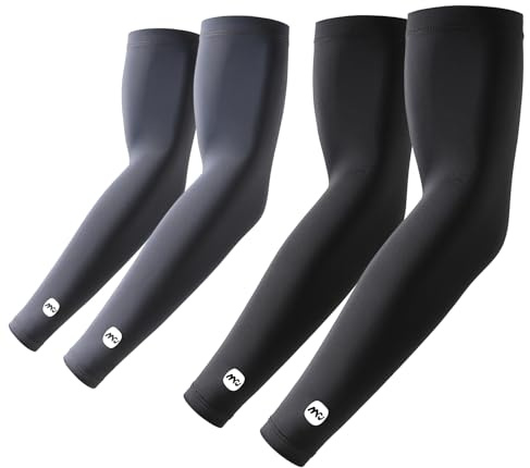 EeGo UV Sun Protection Arm Sleeves, 2 Pairs UPF 50+ Cooling Compression Arm Covers for Men & Women, Golf Baseball Football Cycling Running Driving Work