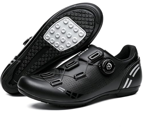 TvzsiY Scarpe da Ciclismo Scarpe da Bicicletta da Strada Traspirante Comodo con Suola in Gomma, Carpe da Mountain Bike Professionale Senza Serratura,Nero,36 EU