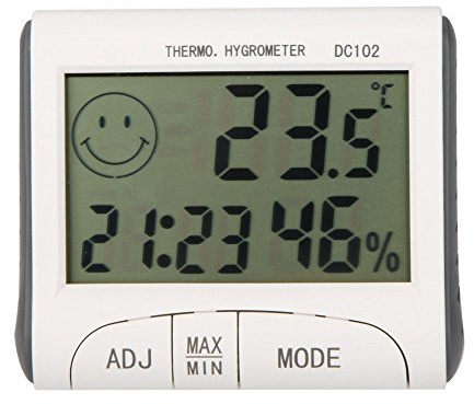 Gellvann LCD Room Thermometer Mini LCD Digital Indoor Thermometer Hygrometer Temperature Humidity Meter Clock Desk Weather Station with Magnetic Stand