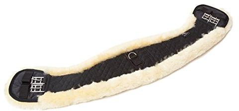 Engel Reitsport | Lammfell Sattelgurt Dressur Kurzgurt Mondgurt MGURT-60-SCH-MED schwarz/med. 24 60cm