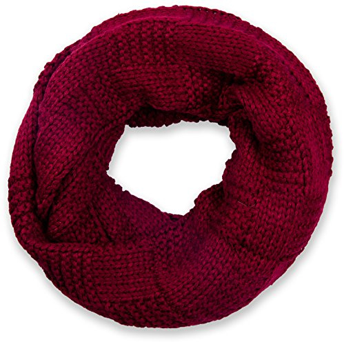 styleBREAKER unisex finstickad halsduk med öglor, lackmönster, vinröd
