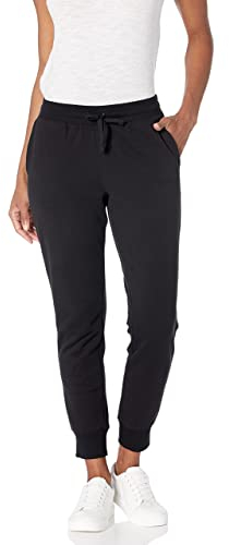 Amazon Essentials Damen Fleece-Jogginghose Mit Bündchen (In Übergrößen Erhältlich), Schwarz, L