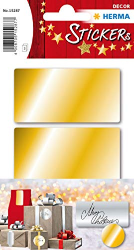 HERMA 15287 guldetiketter (34 x 67 mm, 3 ark, papper) självhäftande, permanenta presentklistermärken till jul, 9 klistermärken, guld