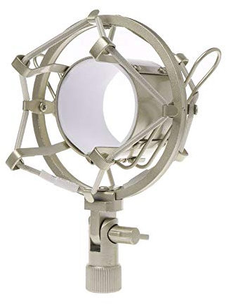 Supmico Mikrofon Stoßdämpferhalterung Mikrofonspinne Mikrofonhalter Halterung Kondensatormikrofon Vibrationsgesichert mit 48mm-60mm Durchmesser Silber
