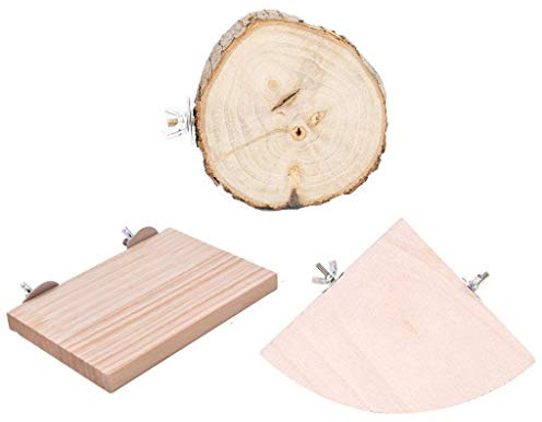 3 Pcs Birdcage Perches Parrot Cage Perch Wooden Platform Stand Bird Perch Stand Toy Hamster Springboard Chinchilla Cage Corner Shelf Laddered Natural Wood Branches Exercise Toy for Parakeets Hedgehog