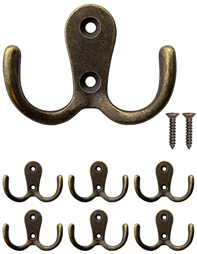 Fuxxer 6x Klassische Garderoben-Haken, Kleider-Haken, Vintage Retro bronze, 6er Set
