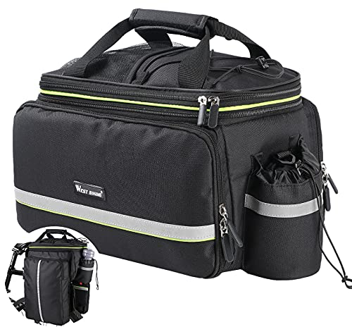 UBORSE 3in1 Fahrradtasche für Gepäckträger 35L Wasserdicht Fahrrad Gepäckträgertasche Reflektierend Hinter Gepäcktasche Skalierbare Fahrrad-Rücksitztasche mit Flaschentasche (schwarz)