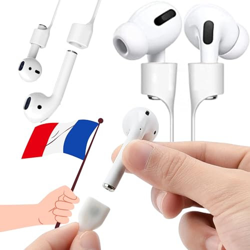 Correa Magnética Compatible con AirPods Pro 1 2 3 – Cordón Antipérdida Deportiva en Silicona Blanca – Collar Seguro y Cómodo para Auriculares Apple – Accesorio con Ganchos y Sistema Magnético