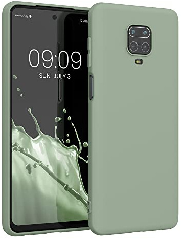 kwmobile Hülle kompatibel mit Xiaomi Redmi Note 9S / 9 Pro / 9 Pro Max Hülle - weiches TPU Silikon Case - Cover geeignet für kabelloses Laden - Graugrün