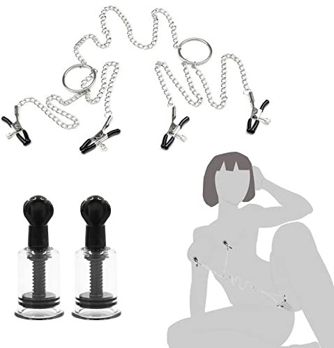 BDSMYEE Set di Giocattoli per Capezzoli, Succhia Capezzoli Morsetti per Capezzoli, Pinze Capezzoli Pettorali in Metallo SM Bondage Sexspielzeug für Paare Extrem Sex