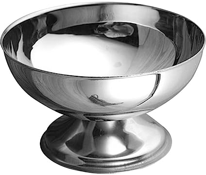 STOBOK Stainless Steel Ice Cream Bowl Metal Dessert Salad Cup Reusable Snack Fruit Candy Container for DIY Fruit Yogurt Pudding Home Kitchen Restaurants Supplies, 10.7X10.7CM