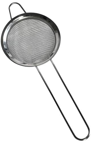 PARENCE.- Passoire à Maille Fine en Acier Inoxydable - Tamis de Cuisine de 8cm de Diamètre - Outil Essentiel pour la Cuisson et la Pâtisserie, Gris