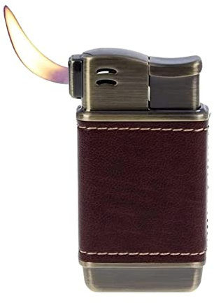 Accendino retrò in metallo, accendino a gas butano, in vera pelle, fiamma morbida, ricaricabile, accendino a butano, confezione regalo antivento, adatto for regali da uomo all'aperto