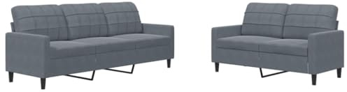 vidaXL Ensemble de canapés 2 pcs avec Coussins Gris foncé Velours, canapé, siège de canapé, canapé Relax, canapé Confort, Chaise de télévision