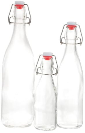 3 botellas selladas for vino, botella oscilante, botella hermética for elaboración de cerveza, frascos herméticos con tapa con clip, jarra hidro, botella de agua, botellas de vino transparentes, botel
