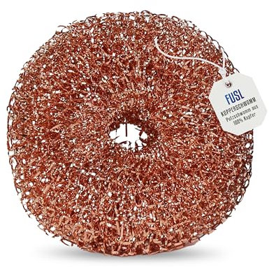 FUSL Kupferschwamm kratzfrei 1 Stück - Antibakterieller Putzschwamm für kratzfreie Reinigung - für Edelstahl, Keramik, Glas, Ceran & mehr - langlebig und hygienisch - universell für Küche und Grill