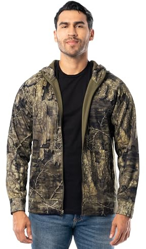 Realtree Men's Performance Bonded Fleece Zip Hoodie, Realtree Timber, Large