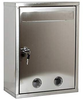 NSTVVEE Cassetta Postale Elettronica da Parete, per Ufficio Postale, in Acciaio Inox, con Ampio perimetro Esterno, Dotata di Porta-giornali con Serratura e Impermeabile.