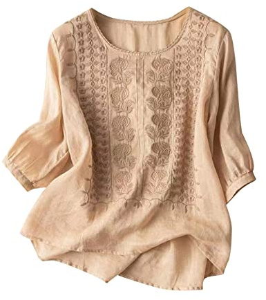 Uwdiohq Camiseta Manga Corta con Estampado Diente león y algodón con Botones Cuello Verano para Mujer Blusa Superior Chaqueta Larga Negra Mujer