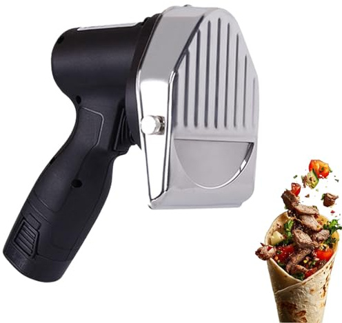 UORDBY Cuchillos de Kebab portátiles inalámbricos/con Cable,Cortador de Carne para Kebab Comercial (Cuchilla de 10 cm, Ancho de Corte de 0-8 mm, Duración de la batería: 120 min) Batterytype