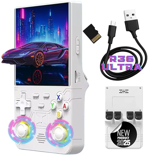 Genérico R36 Ultra Versión Mejorada de la R36s – Pantalla IPS 4” HD +21.000 Juegos – Joysticks LED 7 Colores – Consola Retro Portátil Compatible con Arcade, PS1, PSP, N64, GBA, NeoGeo – Modelo 2025