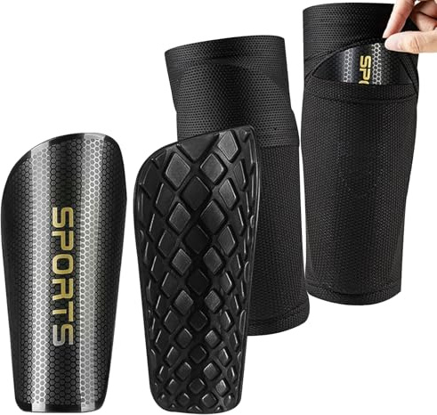 Protège Tibias de Football, Antichoc Shin Defender Guards avec Chaussettes, Respirant et Antidérapant, Manchon de Protection des Mollets pour Enfant/Jeunes (L)