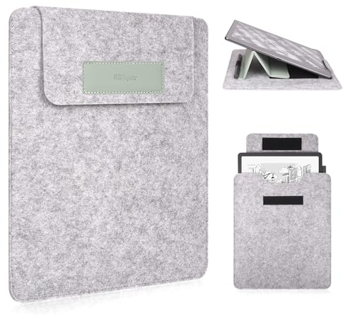RSAquar Custodia in Feltro per Kindle Scribe 11 (2025) – Borsa Leggera con Supporto in Pelle PU, Custodia Protettiva con Chiusura a Strappo per Lettura, Lavoro e Viaggi – Verde Agave