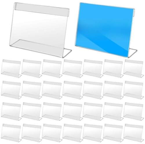 RANJIMA Soporte acrílico para etiquetas, etiquetas de precio, placas de nombre, mesa de acrílico, exhibición para oficina, escuelas, tiendas, centros comerciales, tiendas y supermercados
