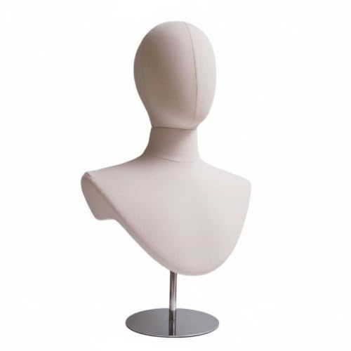 Gralara Support de Perruque avec Tête, Base Argentée | Buste d'Exposition Polyvalent pour Bijoux, Support de Présentation Réglable, Mannequin de Comptoir pour Boutique et Salon