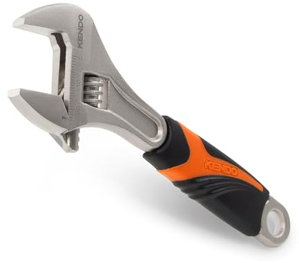 Kendo Rollgabelschlüssel - 150 mm- Max. 24 mm Maulweite - Engländer Werkzeug mit 2 Komponenten Griff - Verstellbarer Schraubenschlüssel mit abgewinkeltem Kopf