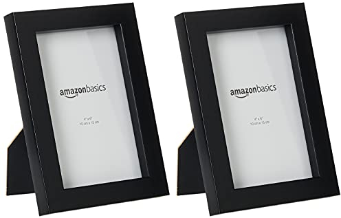 Amazon Basics Rechteckig Fotorahmen, 2 Stück, 10 x 15 cm, Schwarz