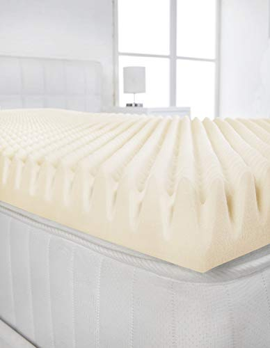 Littens 4 (100mm) Extra Deep King Bed Size Visco Memory Foam Mattress Topper Profile, Egg Shell Crate Box, Orthopaedic, Support, Plain Relief (5ft, 152cm x 200cm)