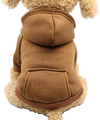 Jecikelon Sudaderas con Capucha de Invierno con Bolsillos, Ropa cálida para Perros pequeños, Abrigo de Chihuahua, Ropa para Cachorros y Gatos (XX-S, café)