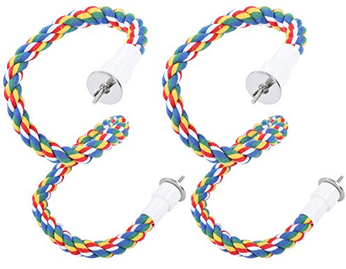 Pssopp 2 pièces Oiseau à mâcher Corde aux Couleurs Vives Oiseau Perche Support Coton Oiseau échelle Jouets pour perroquets perruches se percher Jouer(105CM)