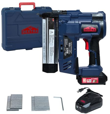 Dextra Cordless Electric Nail Gun 20V, 18 Gauge 2 in 1 Cordless Nail Gun/Staple Gun, Battery Powered with 2.0Ah, Fast Charger,Brushless Motor,Staples and Nails for Trim,Carpenter,Upholstery