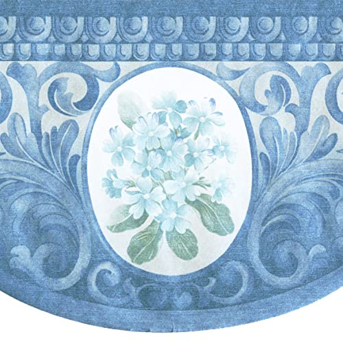 CONCORD WALLCOVERINGS ™ Wallpaper Border Floral Pattern Flowers Swirls Ornament, Die Cut Edge for Bedroom Bathroom Powder Room Living Room, Blue Silver White, 15 ft by 7 in SA75758B