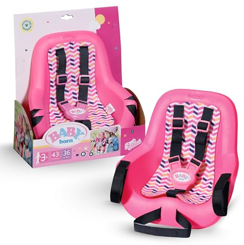 Siège vélo BABY born – Pour poupées de 36-43 cm avec système velcro et ceinture à 3 points - Accessoire de qualité pour enfants à partir de 3 ans