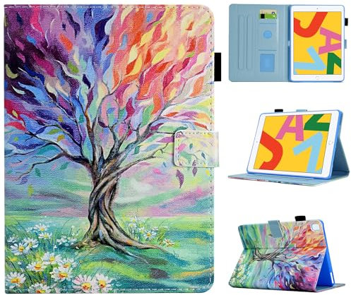 BYCeKe Case for iPad 6th Generation 2018 /iPad 5th Generation 2017 Case 9.7 inch iPad Air 2/1 Cover Slim PU Leather Shell Multi-Angle Viewing Stand Cover with Pencil Holder Auto Wake/Sleep, Fire Tree