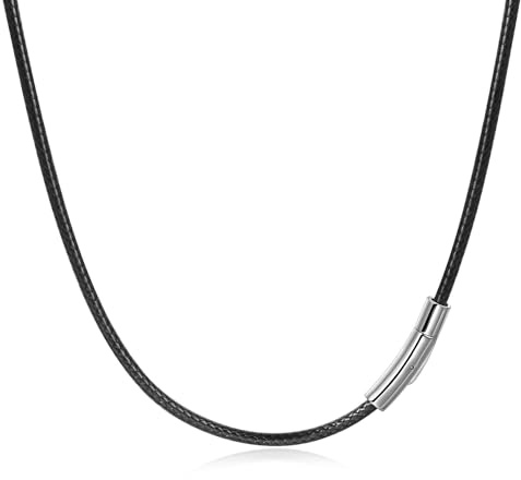 Candyfancy Waterproof Leather Necklace 316L Steel Clasp Men Women 3mm 22