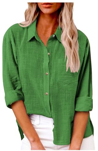 Damen Casual Frühling Sommer Krawattentasche Langarmshirt Shirt Print Damen Sommerblusen Damen Leicht Luftig Damen Blusen (Light Green, S)