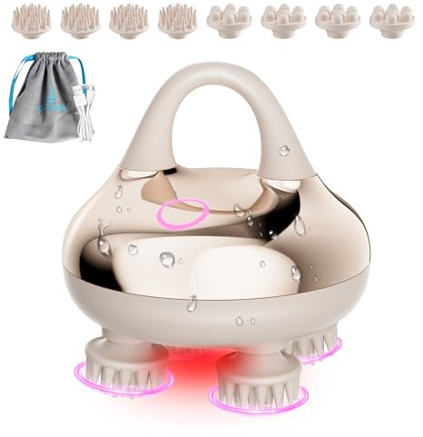 COMFIER elektrisches Kopfmassagegerät,Kopfhaut-Massagegerät IPX7 wasserdicht mit 8 Massageköpfen und 3 Massagemodi, Körper-Massagegerät für Stressabbau (Golden), Geschenk