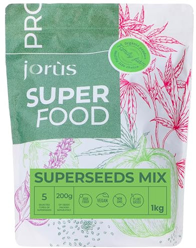 Semi Misti Commestibili 1 Kg (5 × 200 G): Semi Di Girasole, Lino, Canapa, Chia E Zucca – Perfetti Per Snack, Smoothie E Insalate, Ricchi Di Fibre, Omega-3 E Proteine Vegetali