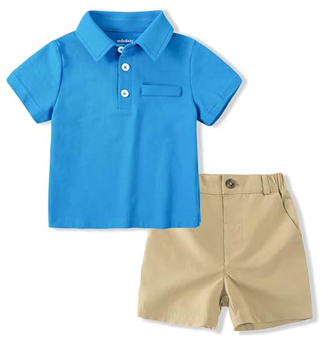 Volunboy Sommardräkter för barn, kortärmad polotröja och shorts för nyfödda pojkar 1–6 år, Kungsblå, 18-24 M�nader