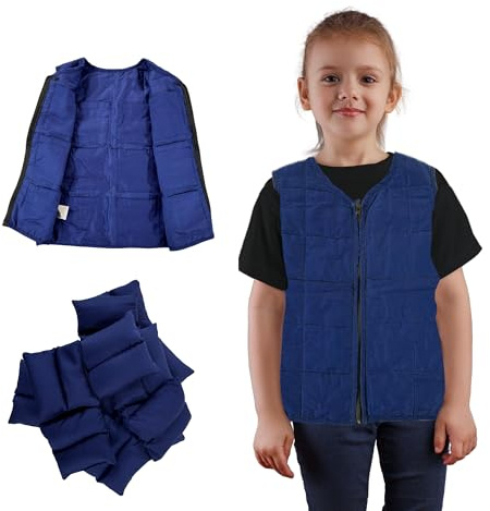 Playlearn Weighted Vest – Adjustable Sensory Compression Vest with 12 Pockets & Weights – Deep Pressure Comfort for ADHD, SPD, Autism – Secure Fit for Focus & Calm (Medium)