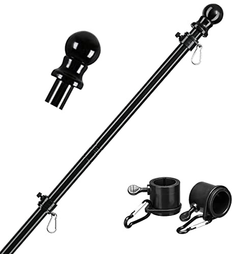 BUTORY Mástil telescópico para bandera, 1,8 m, estable, de acero inoxidable, con dos anillos de bandera, suministrado para pared de casa, balcón, barandilla de 180 cm